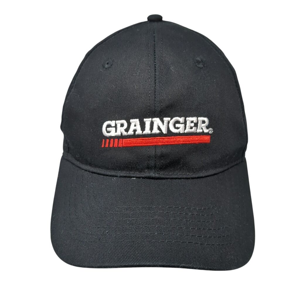 Grainger Strapback Hat Black One Size Adjustable Embroidered 6 Panel Halo